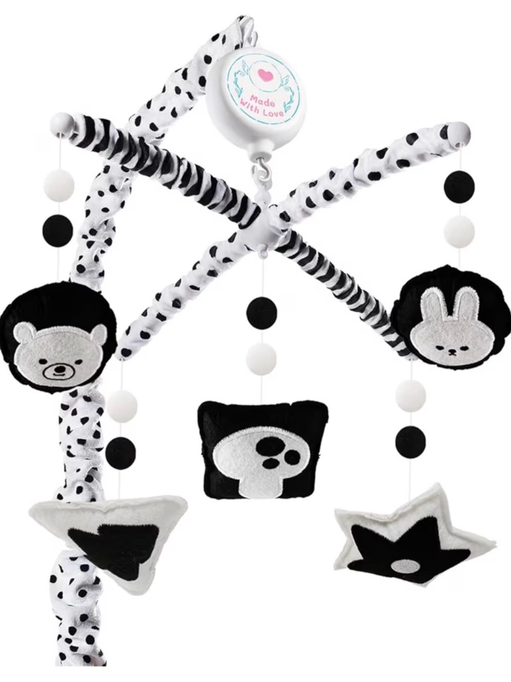 Black & White Plush Baby Mobile with Hanging Toys
